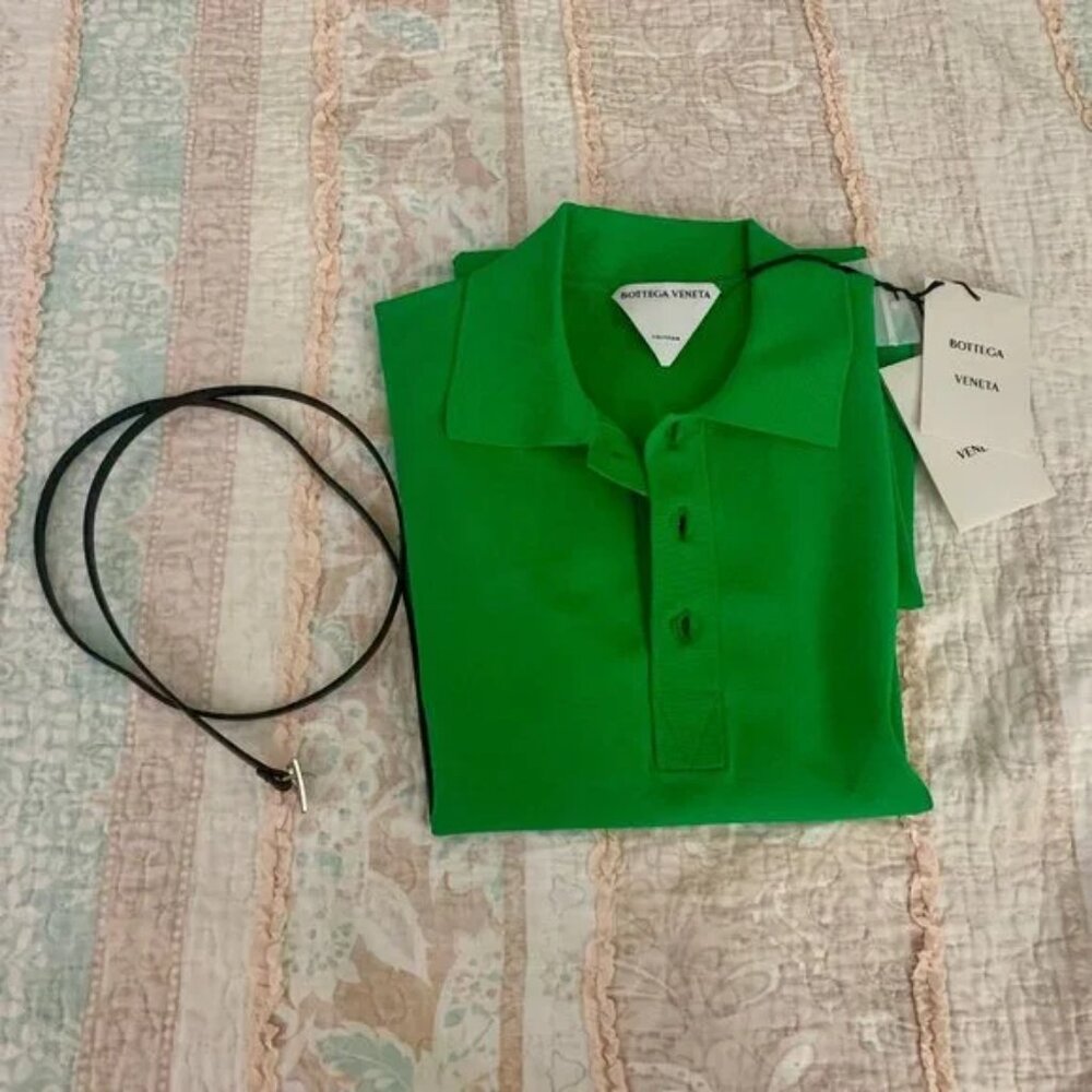 RARE* Bottega Veneta Uniform Green Dress Stretch Viscose Size S w/ Belt UNUSED